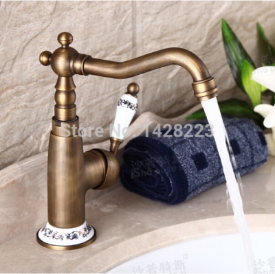 new arrive deck mounted single handle bathroom sink mixer faucet antique brass and cold water [antique-brass-511]