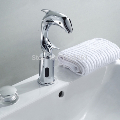 new model fashion automatic hand touch tap dolphin sensor faucet bath sink cold mixer tap bath wf-6084