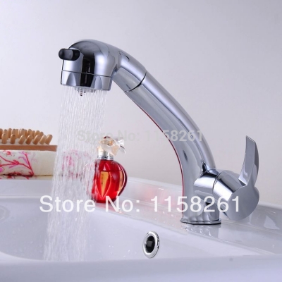 new style pull out brass chrome bathroom basin sink faucets water mixer tap basin mixer banheiro torneira hj-8024 [chrome-bathroom-faucet-1750]