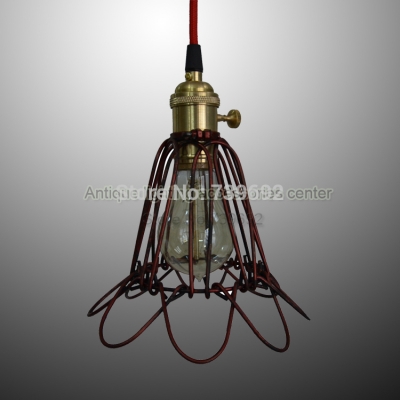 north american style e26/e27 copper know lamp base high class antique iron pendant lights lamp antique red brown color [iron-pendant-lights-4754]