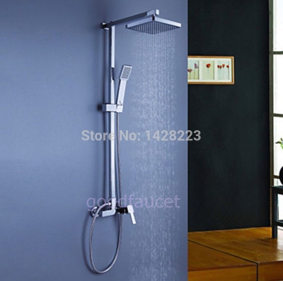 polished chrome exposed 8" rainfall shower set faucet w/ handheld wall mounted shower mixer tap [chrome-1636]