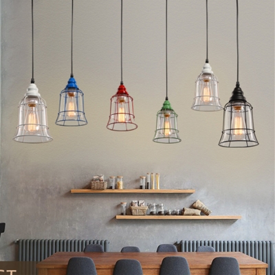 retro industrial bar simple iron pendant light creative colorful painted dining room pendant light