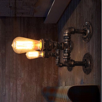 retro loft style industrial vintage wall lamp iron water pipe simple bedside light fixtures for cafe bar home indoor lighting [edison-loft-wall-lights-2809]