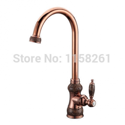 rose gold finish brass torneira cozinha with marble kitchen faucet/single handle basin sink mixer taps u-03 [golden-kitchen-faucet-3606]