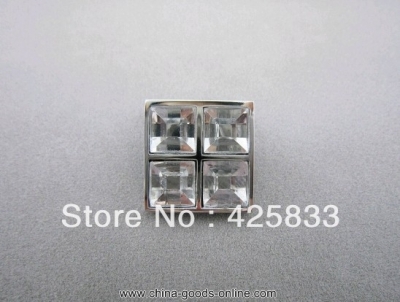 single square crystal& zinc alloy glass furniture kitchen cabinets handles door knobs dressers knob drawer pulls