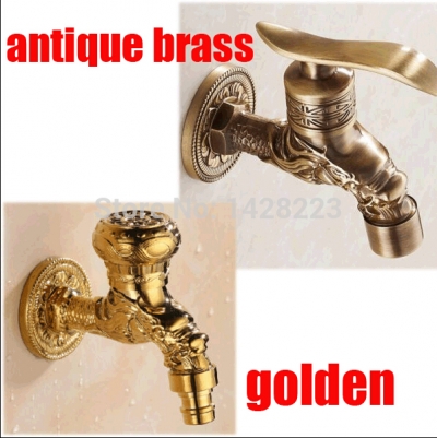 wall mount antique brass mop pool taps brass gold-plate washing machine faucet [antique-brass-474]