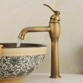 whole and retail antique bronze bathroom faucet single handle vessel sink mixer tall and cold tapzly-6611