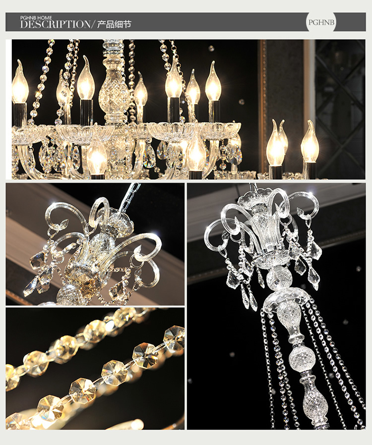 european style villa crystal large pendant modern luxury fashion living room dining hall complex staircase lighting chandelier
