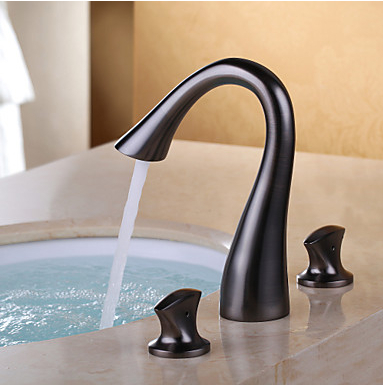 double handle oil rubbed bronze faucet 3 hole basin mixer tap