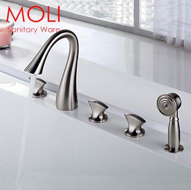 brushed nickel 5 pcs bath tub shower tub mixer with hand shower