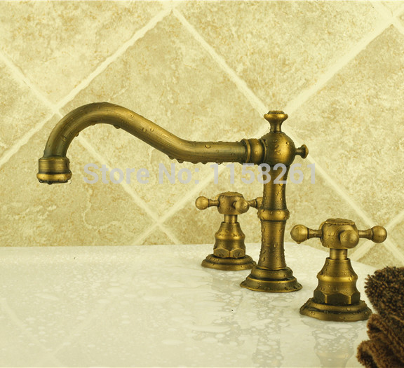 low-cost 3 in 1 combo sets bathroom basin antique faucet bronze brushed and brass body mixer tap zly-6728