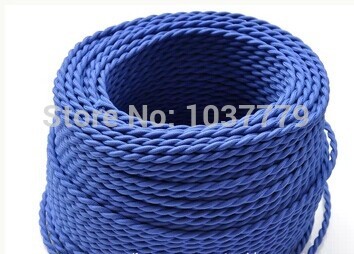 50meters long dark blue color braided textile fabric wire cable for vintage pendant lamp
