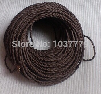 50meters long dark brown color double core cord braided textile fabric wire cable for pendants