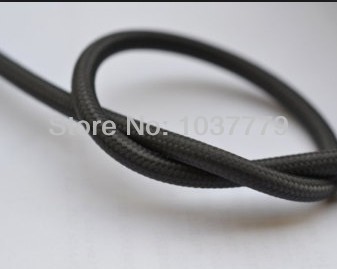50meters/lot black color industrial style textile fabric coated copper wire electrical power cable