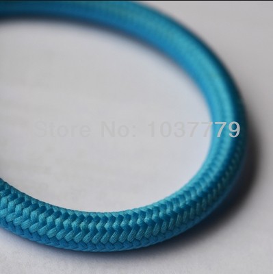 50meters/lot sky blue color industrial style textile fabric electrical power cable