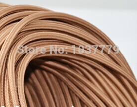 milk tea color round fabric wire 50meters 2*0.75 copper fabric covered silicon cable