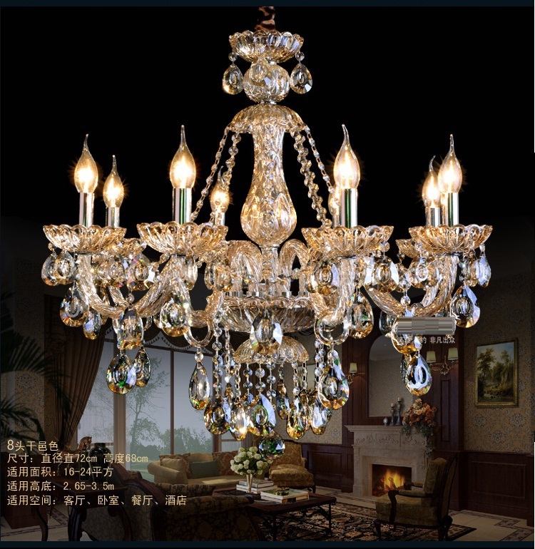 chandelier cognac crystal light living room chandelier light fashion modern crystal lamp chandelier lighting crystal 6 arm