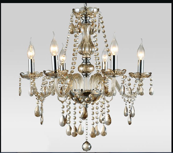 cognac crystal chandelier light bed room vintage lamp candle crystal chandelier light with lamp shade include 6-8 arm