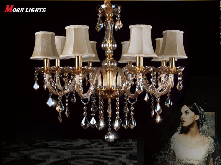 luxury modern crystal chandelier crystal light modern brief art candle lighting lamps chandelier lighting champagne color modern
