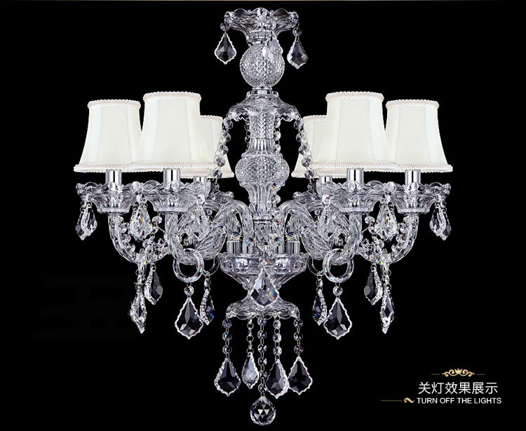 modern crystal chandelier e14 clear transparent crystal 6/8 arms lustres de cristal chandelier ceiling