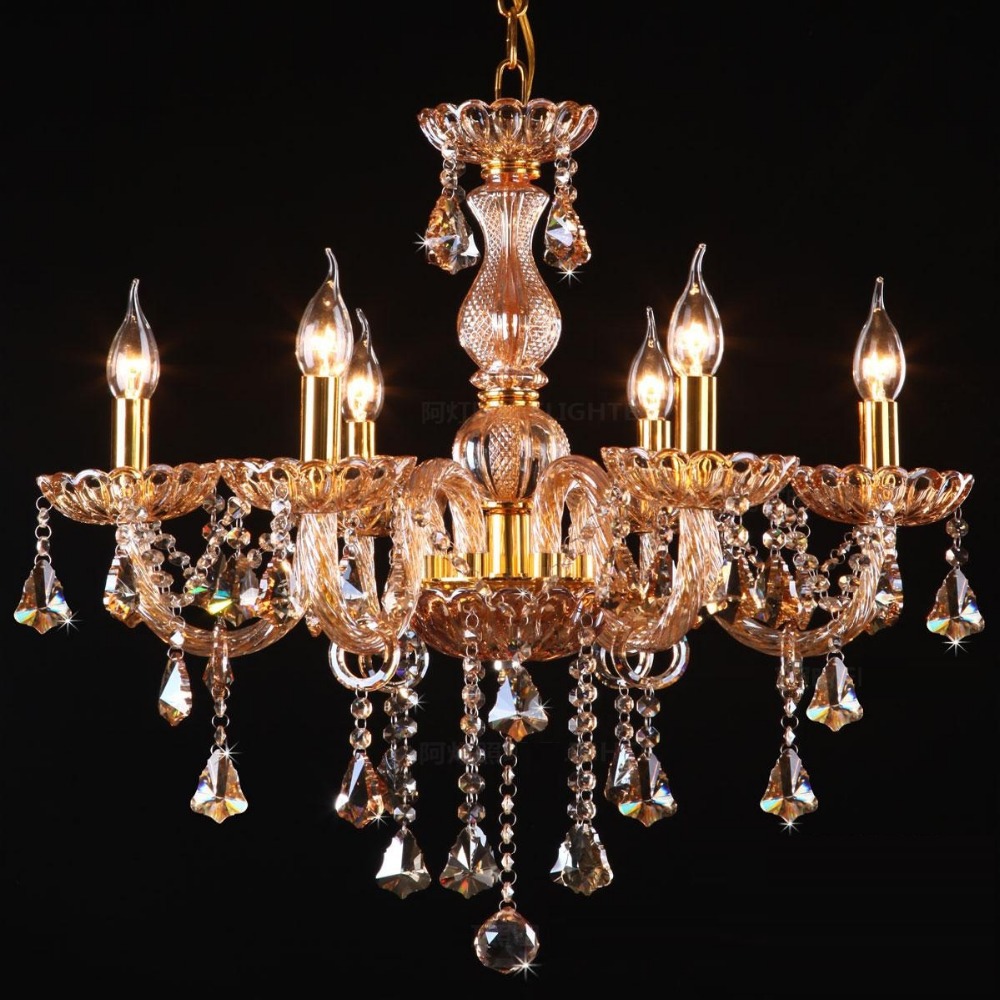 modern crystal chandelier light for dining room bed room golden champagne color lustres de cristal indoor lighting