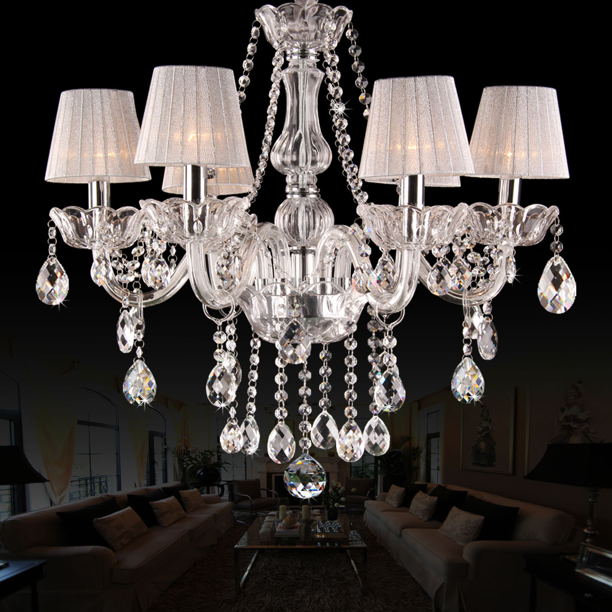 modern crystal chandelier lighting lamps modern fashion art crystal chandelier with lampshades light lamp cover luxury crystal