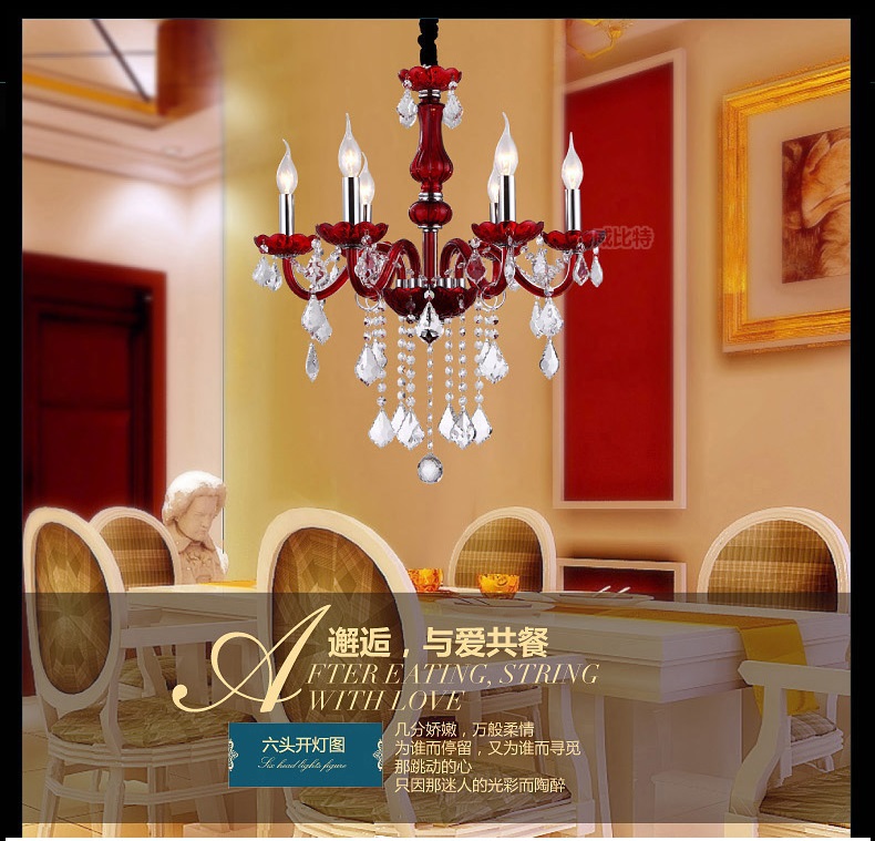 red crystal chandelier light brief bed room lights candle lamp fashion crystal chandelier lighting lamps white / black / red