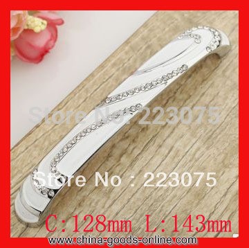 128mm crystal cabinet handle and pulls/drawer pull handle/ kitchen cabinet hardware c:128mm l:143mm 10pcs/lot