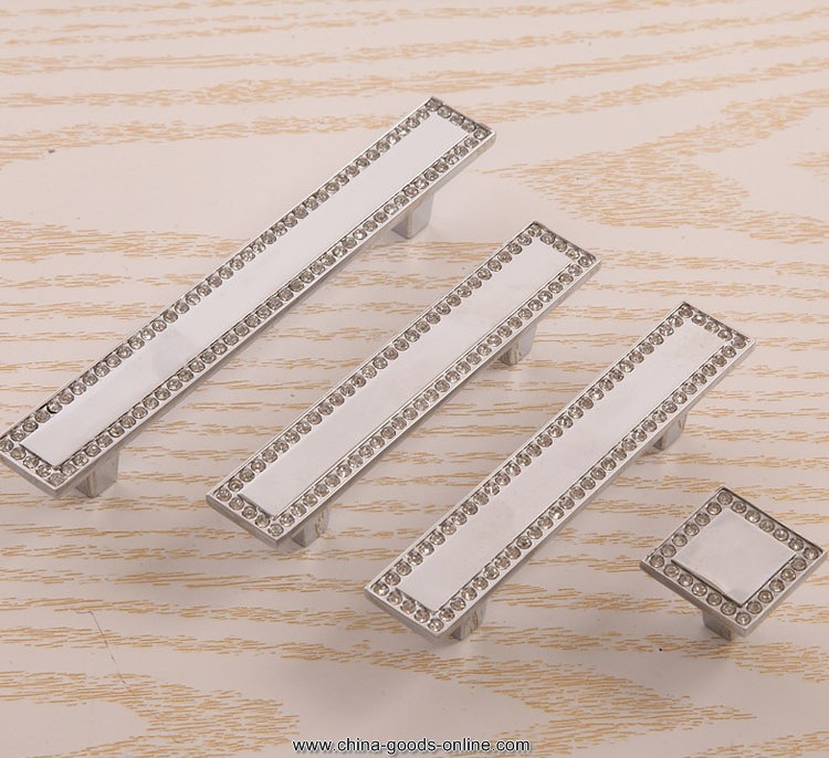 fashion 96mm furniture handles crystal diamond drawer wardrobe kitchen cabinets cupboard pull knobs accessories - Click Image to Close