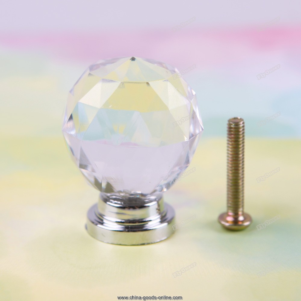 flyoneer nicer 1pcs 30mm crystal cupboard drawer cabinet knob diamond shape pull handle #06 portable - Click Image to Close
