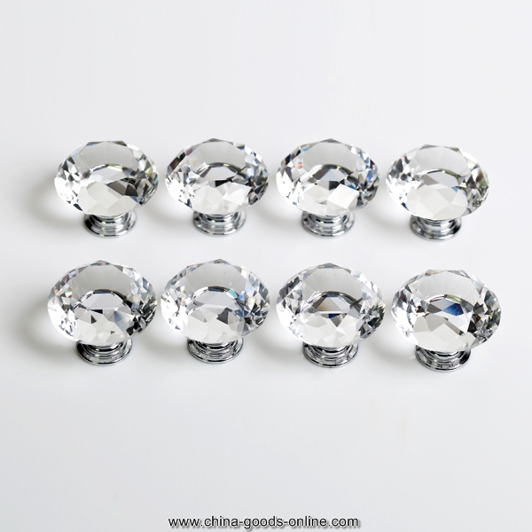 8 x 40mm clear crystal/diamond knobs+ screws for home& garden drawer/kitchen cabinet handles - Click Image to Close