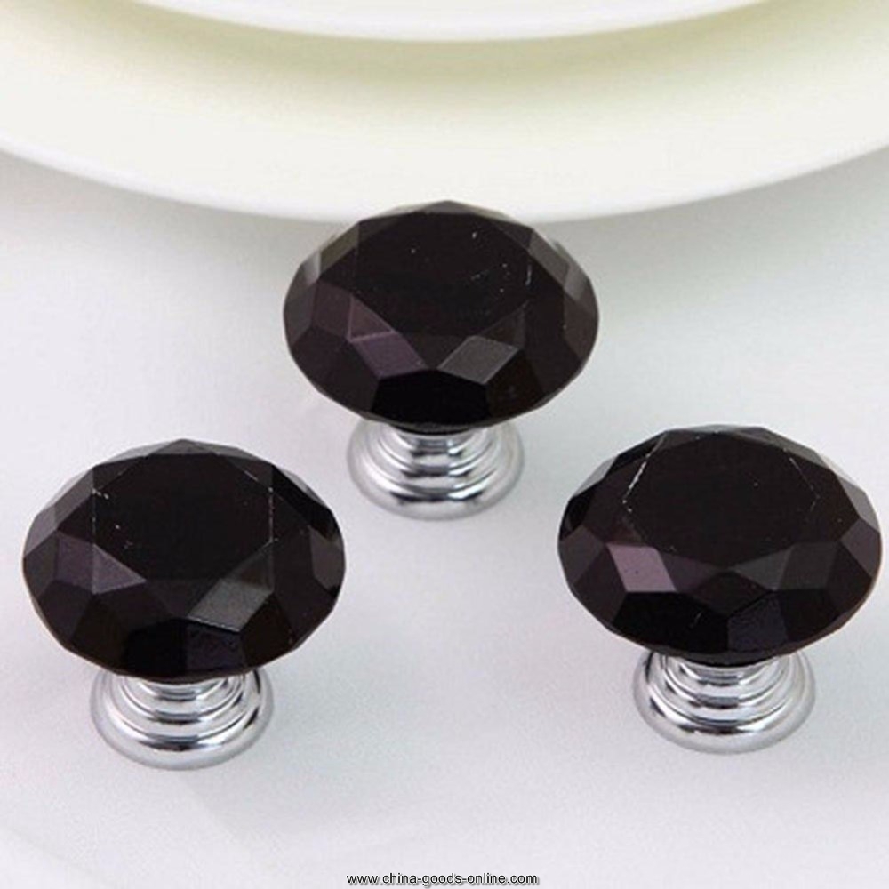2015 10 pcs/lot diamond shape crystal glass handles door cabinets cupboard drawers 30mm alloy knobs - Click Image to Close