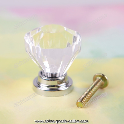 personalized chinaroute 1pc 26mm crystal cupboard drawer diamond shape cabinet knob pull handle #04 attractive - Click Image to Close