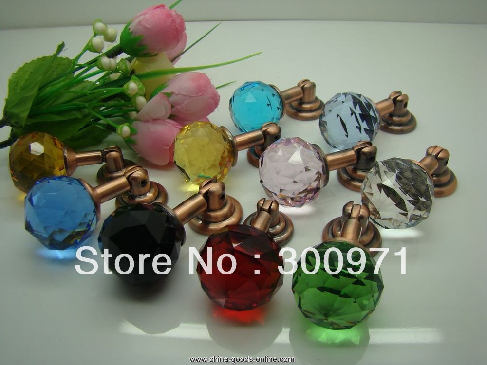 10pcs/lot sapphire color 20mm crystal knobs and handles,crystal drawer handles,crystal drawer for cabinet / door - Click Image to Close