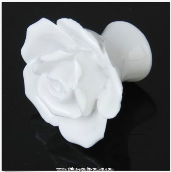 5pcs vintage white rose flower ceramic door knob cabinet drawer cupboard handle pull diy - Click Image to Close