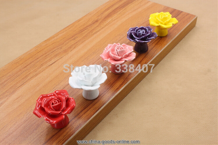 fashion rose jewelry box knobs ceramic furniture knobs drawer knobs - Click Image to Close