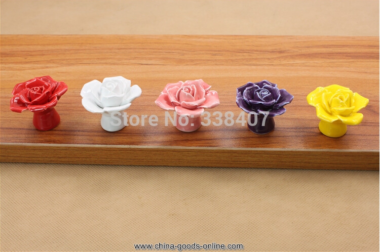 fashion rose jewelry box knobs ceramic furniture knobs drawer knobs - Click Image to Close