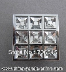 40mm clear crystal zinc alloy square type morden kitchen cabinet handle knob pulls drawer bar