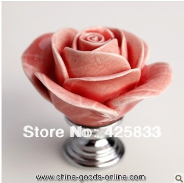 6pcs pink rose flower drawer pulls diy ceramic knobs cabinet door pulls kids dresser knobs and handles granite