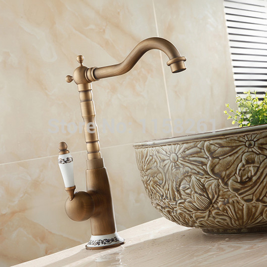 bathroom faucet antique bronze finish brass basin sink faucet with ceramic single handle water taps al-9211f