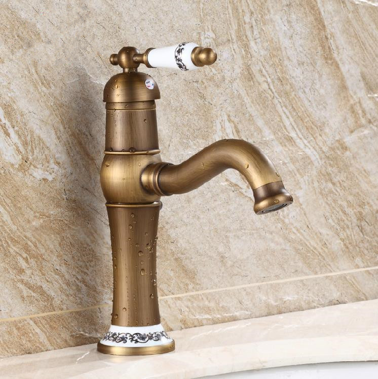 bathroom tap bath faucets tap toilet antique brass finishing basin faucets single hand wash basin tap hj-5118f