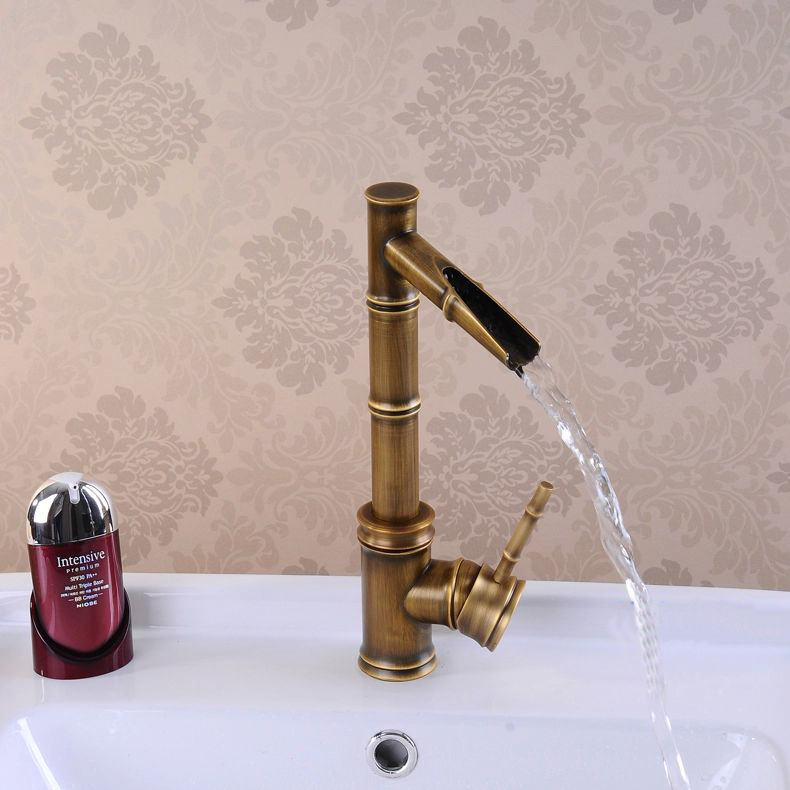 cold and antique brass kitchen sink vanity faucet swivel mixer tap faucet cozinha bamboo faucet hj-6661f