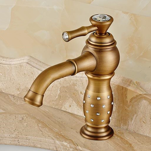 new luxury fashion solid brass with antique ceramic diamond deck mounted bathroom faucet single handle ha-121
