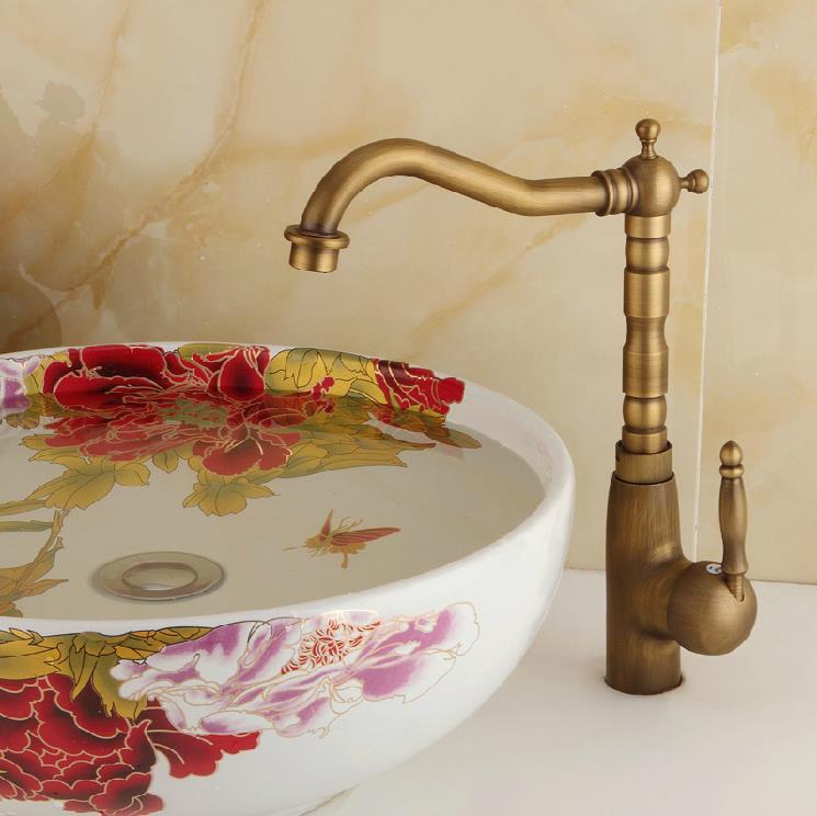 promotion 1 handle antique brass kitchen sink faucet vanity faucet swivel mixer tap crane faucet banheirozly-6720f