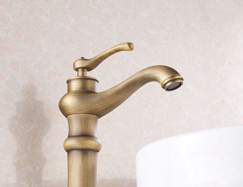 whole promotion deck mounted antique bronze bathroom basin faucet swivel spout sink mixer tap hj-6602f