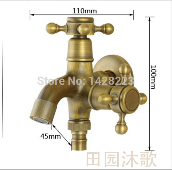 antique brass dual-functions dual cross handles washing machine faucet wall mounted solid brass mop pool taps