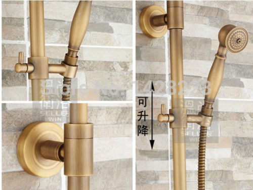 classical antique brass 8" rain shower head brass shower set faucet wall mount bath faucet mixer taps