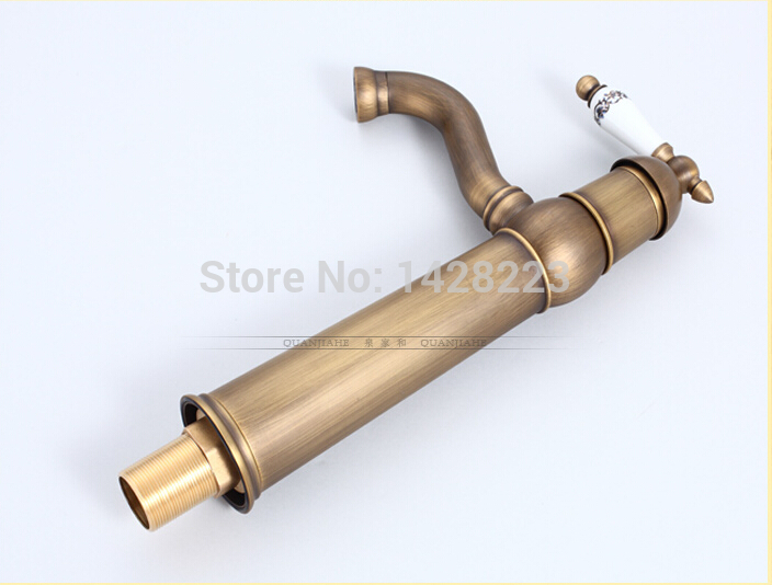 fashion deck mounted single handle bathroom sink faucet antique brass finished with and cold water