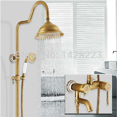 high-grade wall mounted luxury rainfall shower set faucet with hand shower 8" rain brass shower head