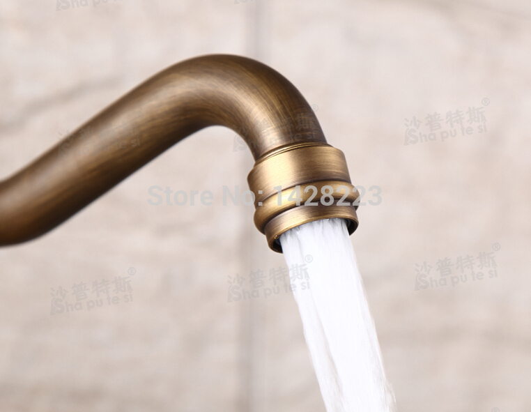 new arrive deck mounted single handle bathroom sink mixer faucet antique brass and cold water